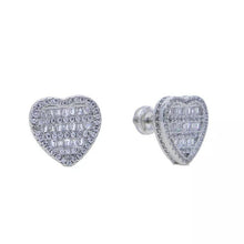 Load image into Gallery viewer, Diamond earrings , diamond heart earrings , platinum earrings