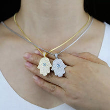 Load image into Gallery viewer, Hand of fatima, Hamsa necklace, Gold hamsa necklace evil eye necklace