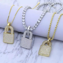 Load image into Gallery viewer, diamond lock necklace