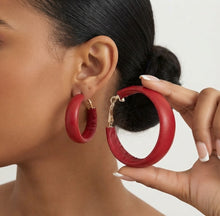 Load image into Gallery viewer, Leather Hoop Earrings
