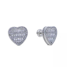 Load image into Gallery viewer, Diamond earrings , diamond heart earrings , platinum earrings
