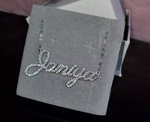 Dainty Diamond Nameplate Necklace