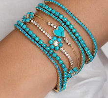 Load image into Gallery viewer, Turquoise Tennis Bracelet Set
